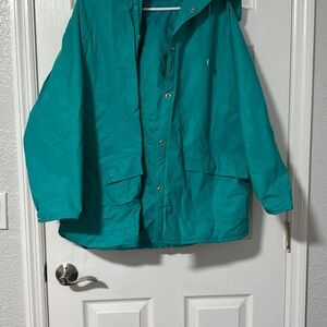 Teal Hooded Rain Jacket